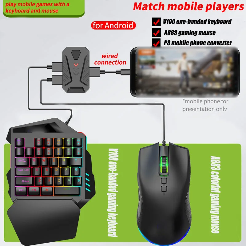 HXSJ P8 клавиатура мышь Android Версия кабеля игровой конвертер съедает давление