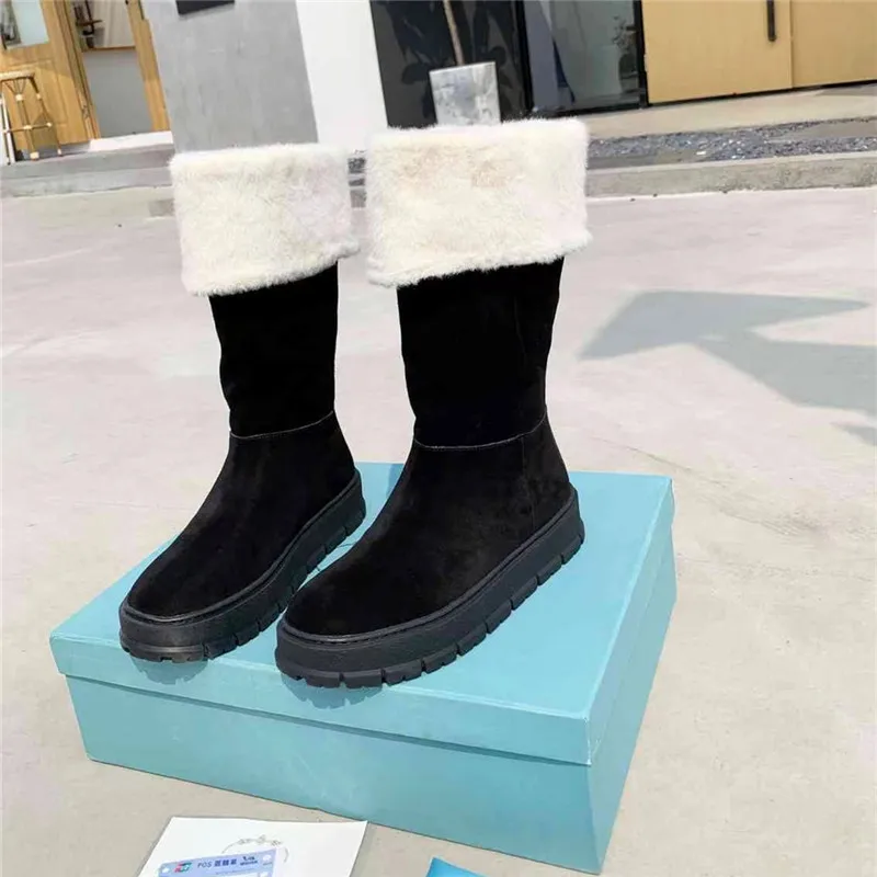 

Winter Women's Flat Shoes Luxury Designer Brand Women's Boots Comfortable And Warm Plush Leather Boots Handmade Women's Shoes