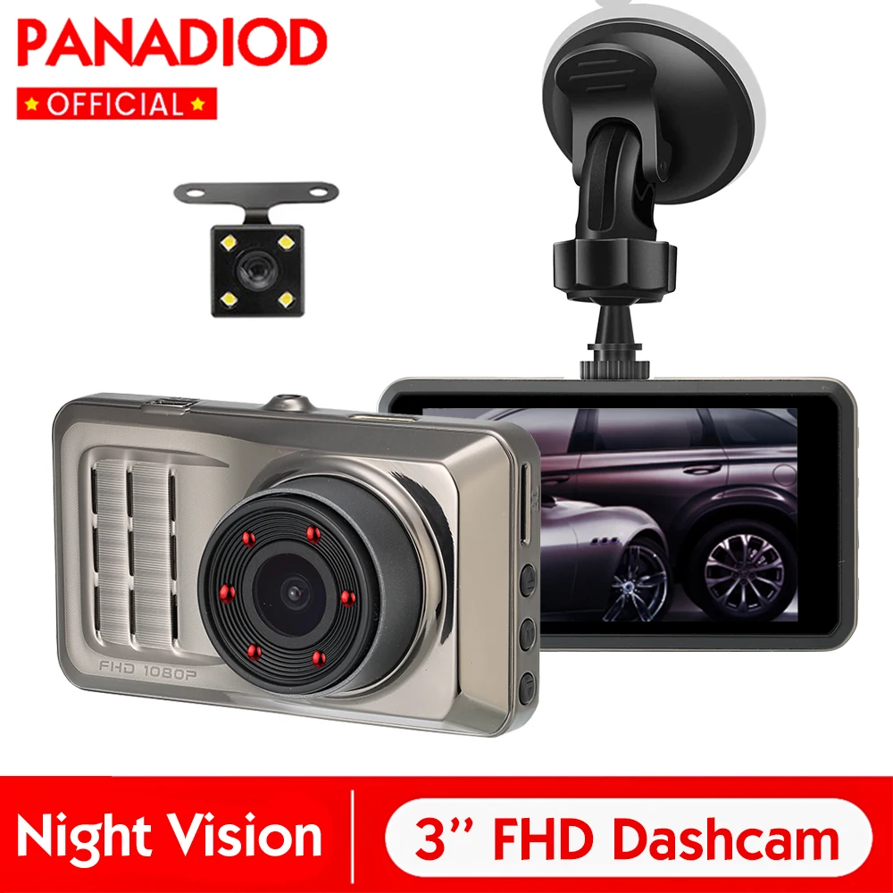 3 ''Автомобильный видеорегистратор 1080P FHD супер ночное видение с двумя