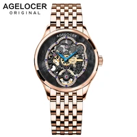 agelocer luxury women wristwatch automatic mechanical waterproof watch sapphire 316l steel rose gold watchstrap lady watches
