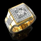 Роскошное мужское Золотое кольцо, обручальное кольцо из натуральной искусственной кожи с белым сапфиром, украшения в подарок