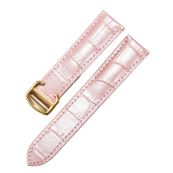 Натуральная кожа ремешок для часов 20/22/23/24/25 мм подходит для Cartier Tank Solo W6700255 ремешок для часов для Для мужчин/Для женщин - Цвет ремешка: Pink gold buckle