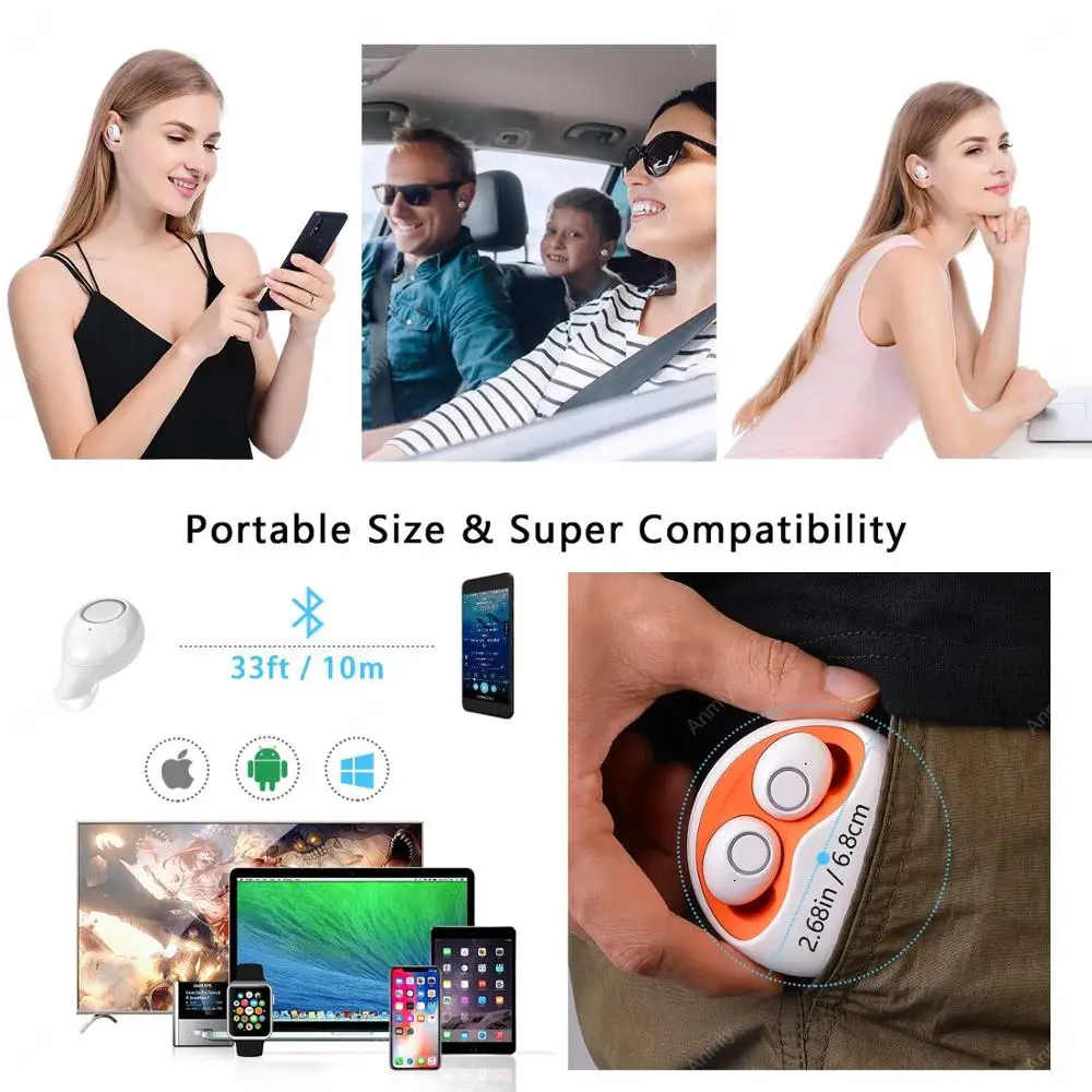 TWS Bluetooth 5 0 наушники микрофон Мини спортивная Гарнитура 3D стерео беспроводные IOS