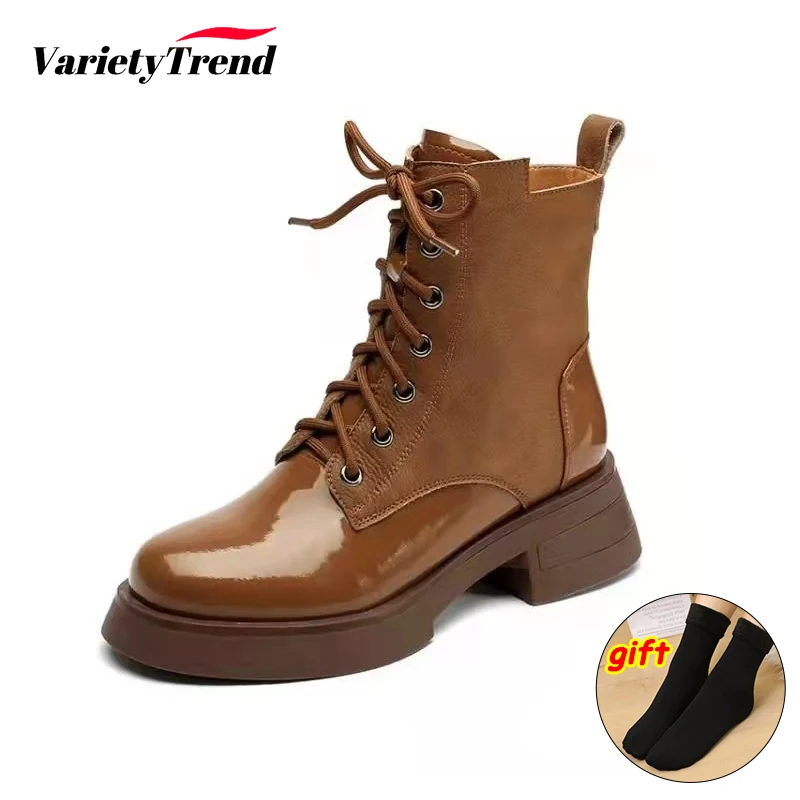 

Women Shoes Autumn And Winter Leather Martin Boots Increase Lace-Up Boots Wear-Resistant Thick-Soled Short Boots Botas De Mujer