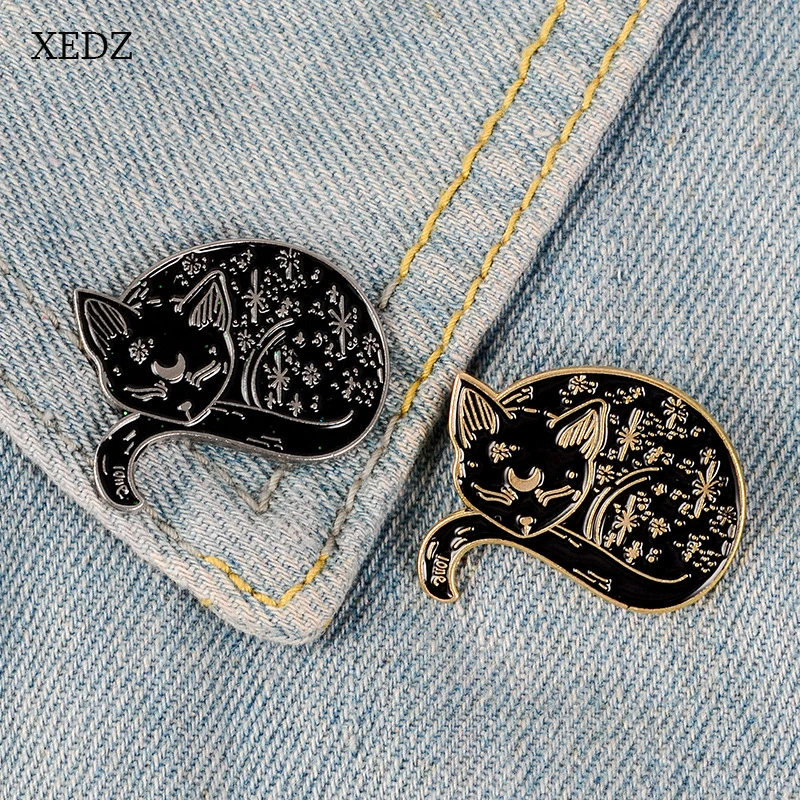 XEDZ новая брошь в виде спящего кота золотистого и белого цвета модная