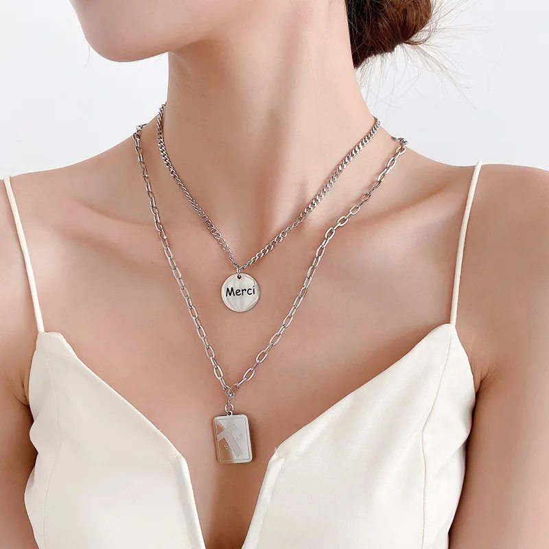 Модное ожерелье в стиле хип-хоп двойная Подвеска Ретро женское украшение дикое