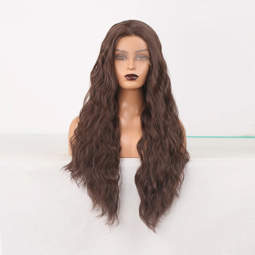 

Synthetic Lace Front Wigs for Women Body Wave Lace Wig High Temperature Fiber Cosplay Wigs Long Brown Wavy Wig Heat Resistant