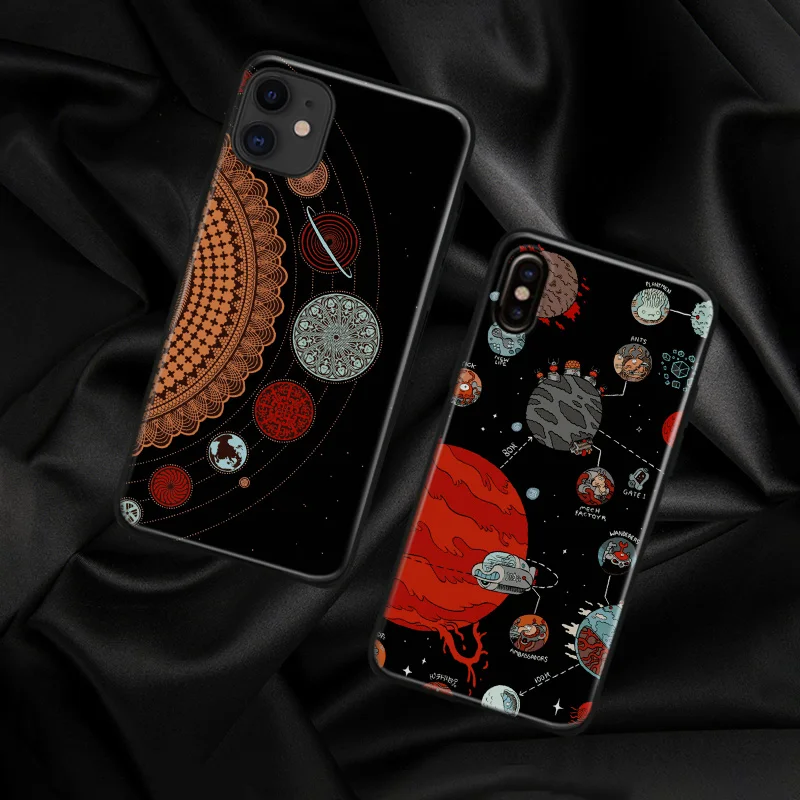 cartoon style solar system space aesthetics soft silicone phone case cover shell for iphone 6 6s 7 8 plus x xr xs 11 pro max free global shipping