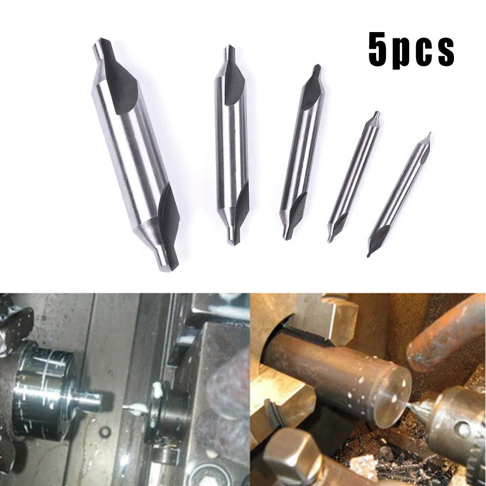 

5pcs Center Drills Pilot Bit 60 degrees Silver High speed steel Milling