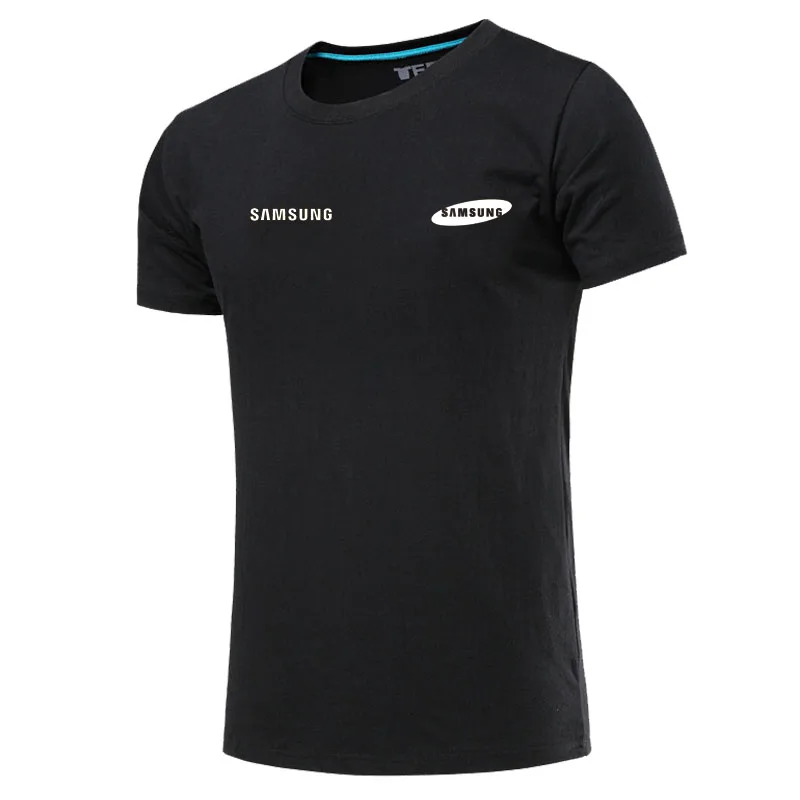 Брендовая мужская футболка Samsung летняя из 100% хлопка с коротким рукавом Мужская