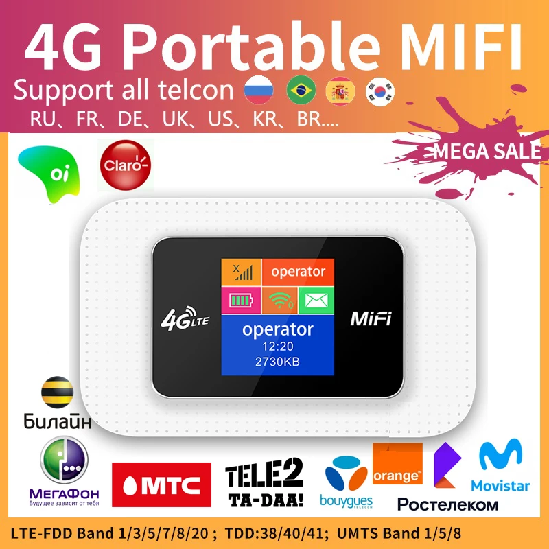 MIFI D921 4G SIM-карта Wi-Fi роутер Мобильный LTE 100 Мбит/с партнер для путешествий