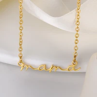 handwritten mama pendant necklaces for women gold stainless steel letter choker chain mothers day jewelry the best gift for mom