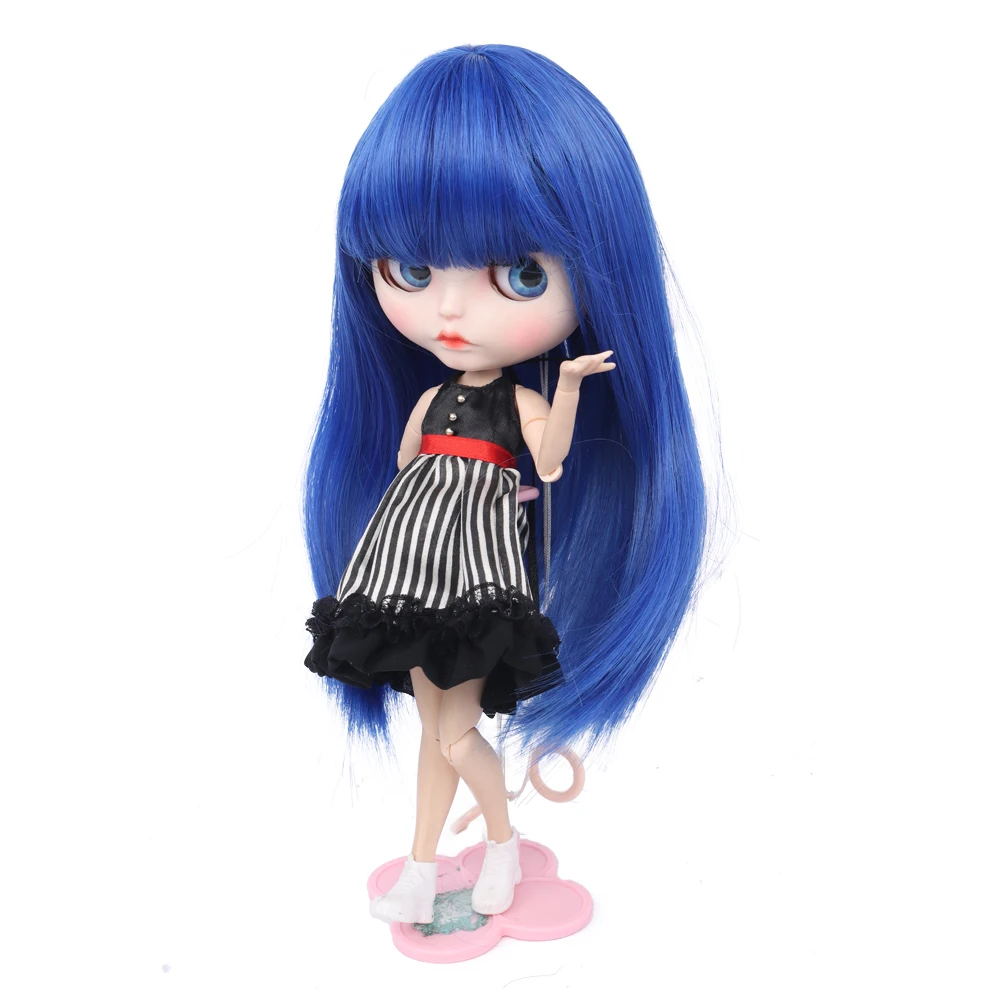 Кукольный парик волосы для кукол голубая длинная челка прямые аксессуары сделай