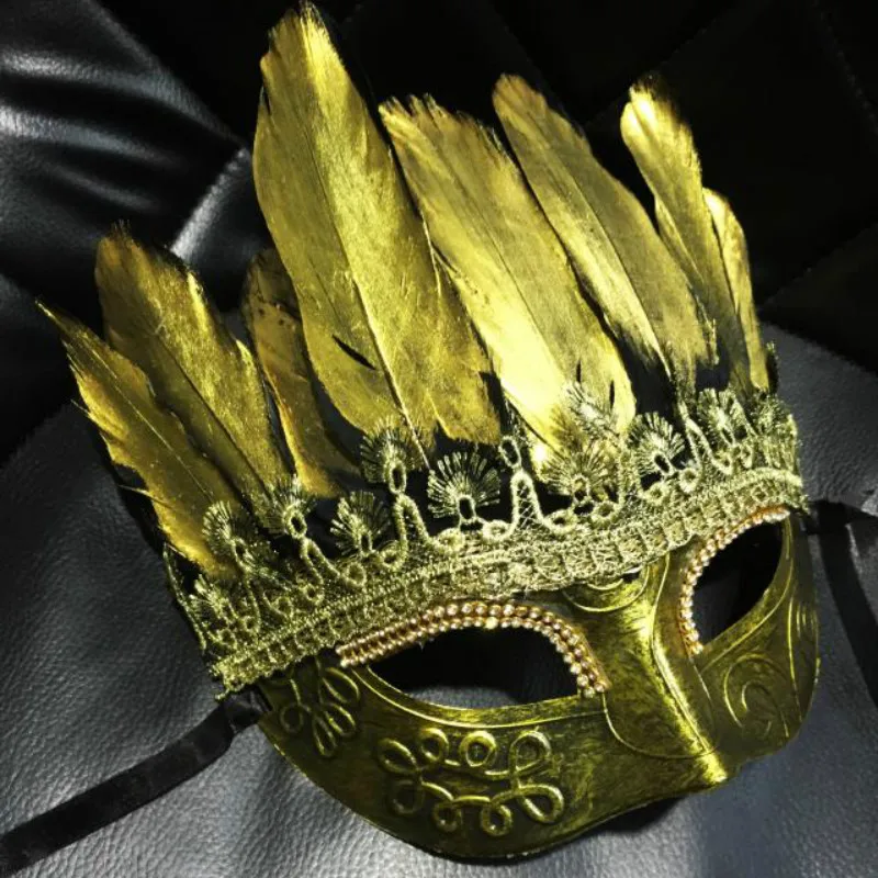 

H3335 Golden Feather Mask Women Men Masquerade Party Ball Accessories Lady Venetian Costumes Carnival Christmas Halloween Masks