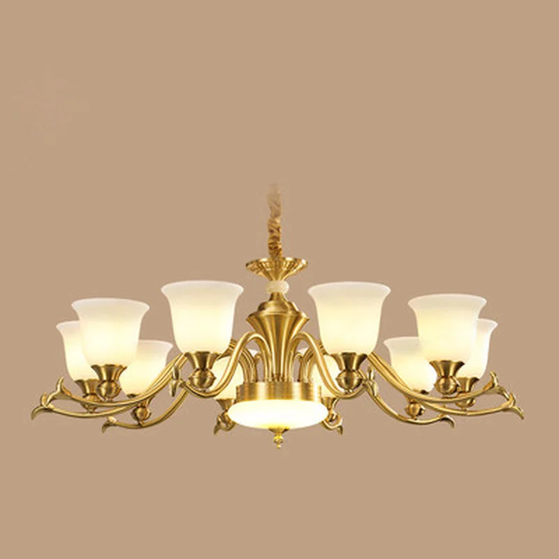 Современная люстра из чистой меди современная лампа с абажуром для гостиной |