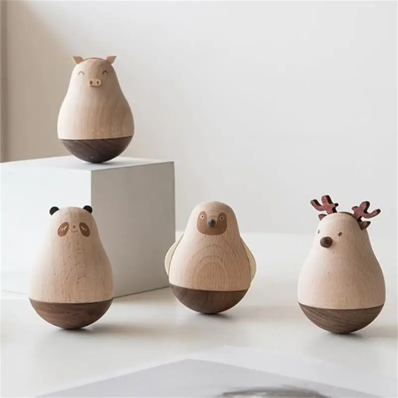 Древесный стакан с животными для украшения дома или гостиной|Статуэтки и