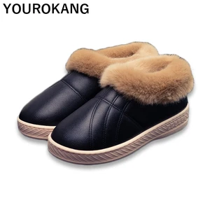 Зимняя мужская обувь; Теплые домашние тапочки; Домашние меховые хлопковые тапочки для пар; Мягкие Водонепроницаемые плюшевые зимние ботинки унисекс