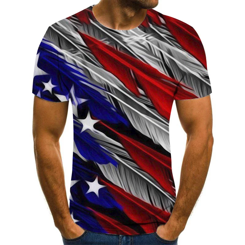 

3d t-shirt summer fun avatar printing Korean version of t-shirt men's t-shirt top color casual t-shirt fashion short sleeve