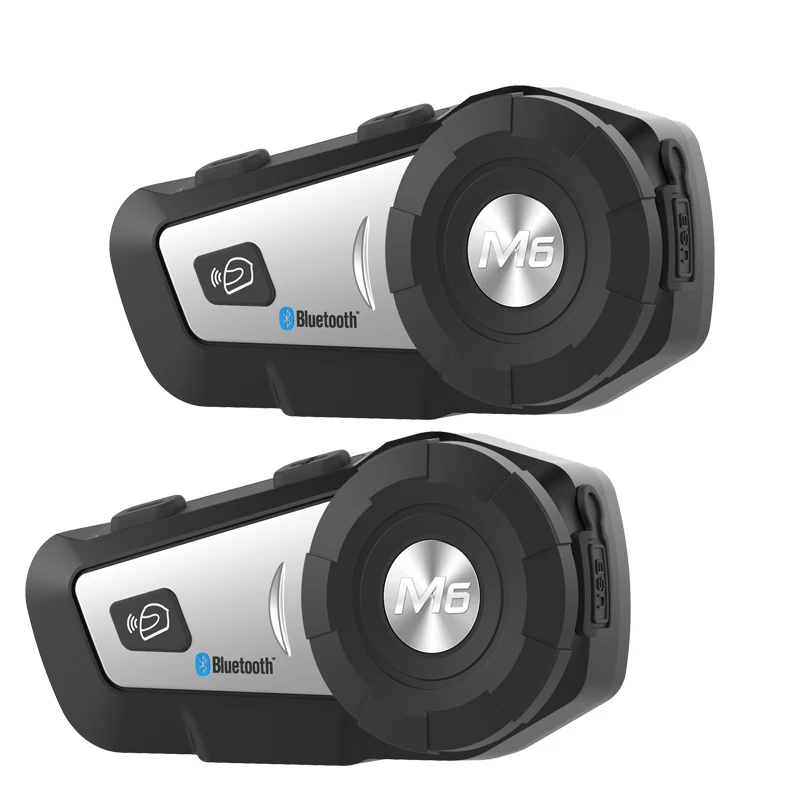 Silver 2 шт. M6 водонепроницаемый мотоциклетный мото беспроводной Bluetooth шлем домофон гарнитура с FM радио шлем гарнитура для мотоциклиста - Цвет: Silver