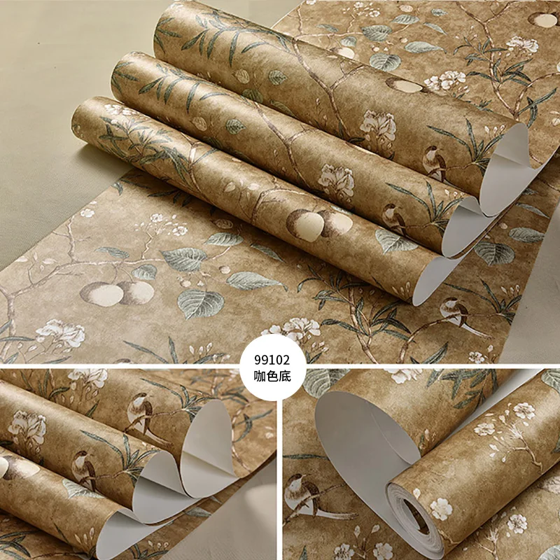 

Antique flower bird pattern wallpaper Apple Tree bedroom living room wallpaper non woven rural wallpaper Printed wallpaper