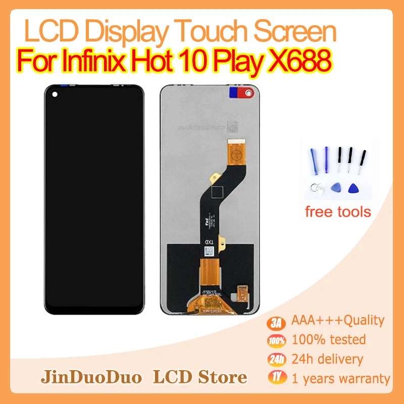 

6.82" Original For Infinix Hot 10 Play X688 LCD Display Touch Screen Digitizer Assembly Repair Replacement Parts X688C X688B LCD