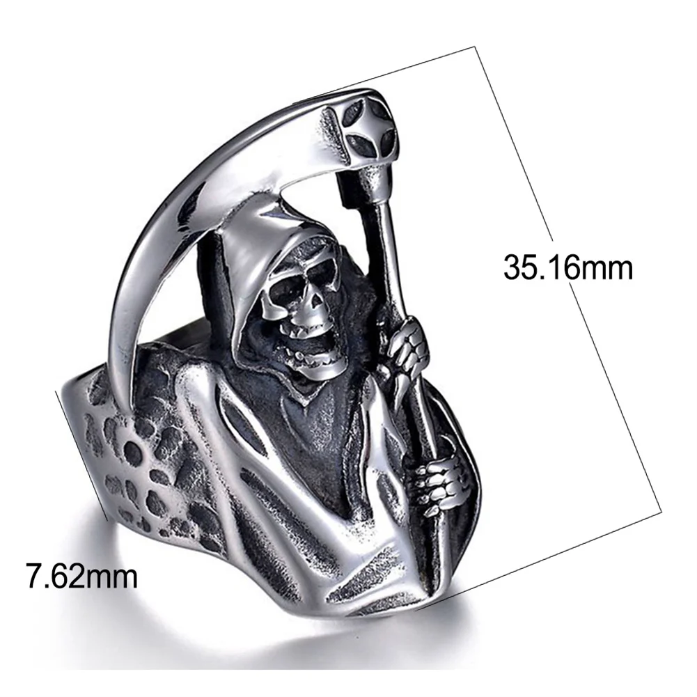 

High Quality Hip Hop Rock Halloween Men's Jewelry Party GiftRetro Punk Men's Death Skull Ring Wholesale