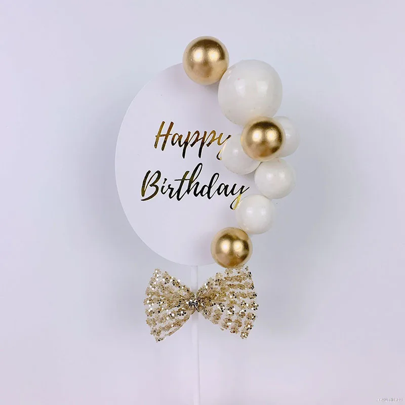 Королевский Стиль Платиновый баннер флаг золотой шар Топпер для торта С Днем