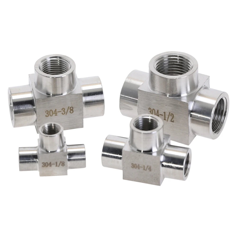 304 нержавеющая сталь 1/8 &quot1/4&quot 3/8 &quot1/2&quot BSPT Женский тройник с резьбой 3 способа