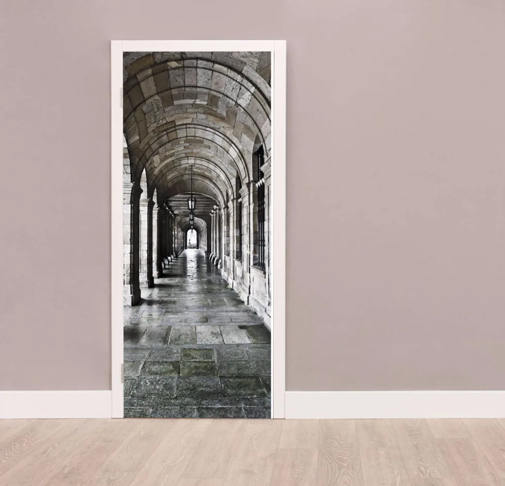 Настенная самоклеящаяся наклейка на стену в виде старой двери зала | Дом и сад