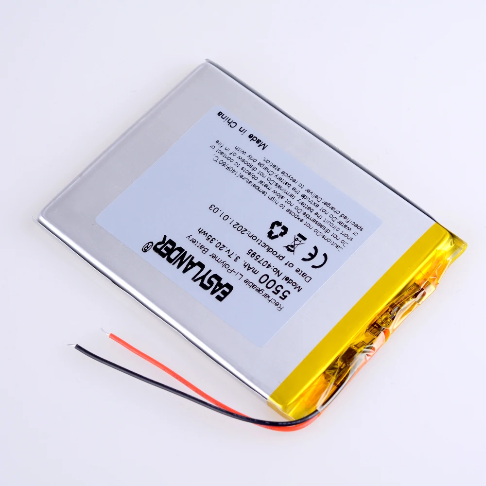 407595 5500mAH 3 7 V литий-ионный планшетный ПК аккумулятор для 8 9-дюймовый ICOO полимерная