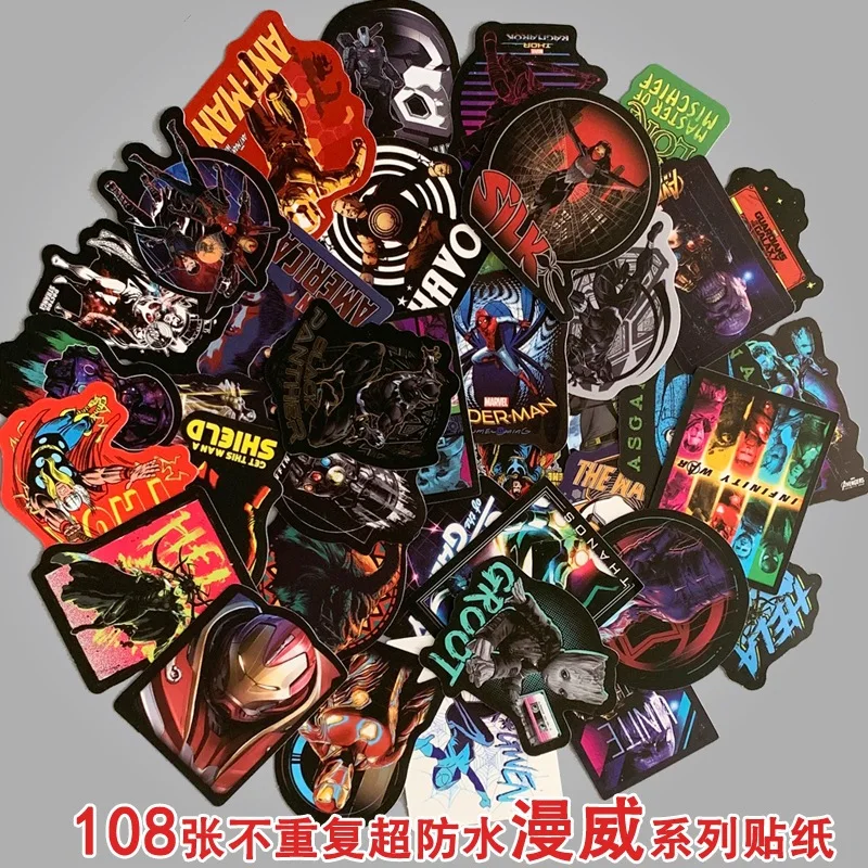 Неоновая 108 шт. граффити супергерой Marvel наклейка &quotМстители&quot Бомба скейтборд