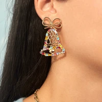 women street shot popular earrings crystal accessories unique design bell earrings alloy fashion holiday jewelry