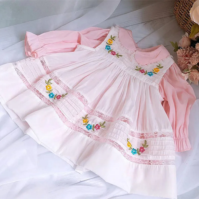 2 предмета летнее и осеннее платье принцессы с длинными рукавами розовой