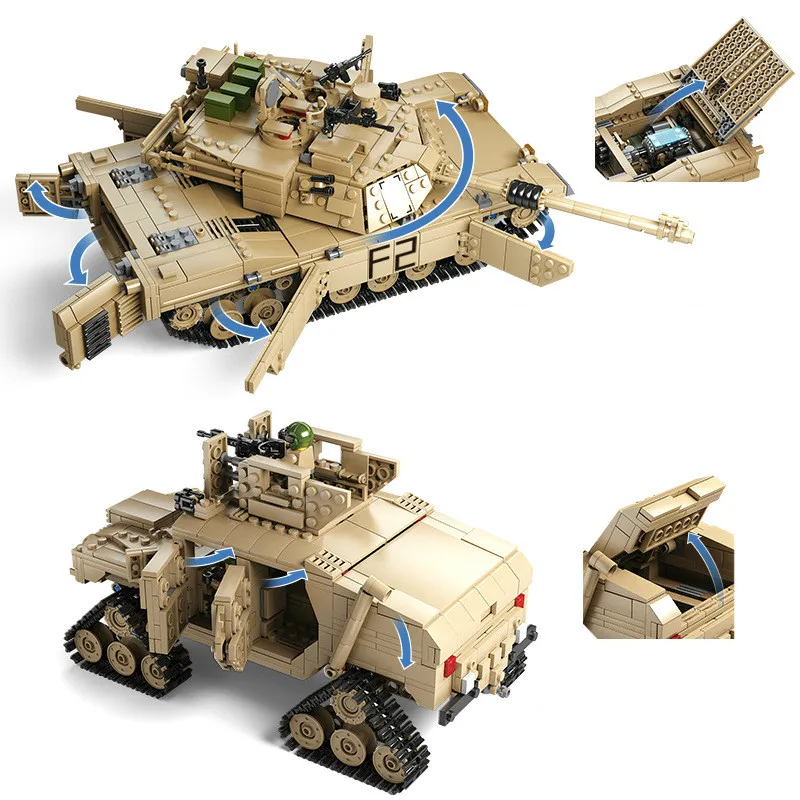 Новая тема Танк строительные блоки 1463 шт Строительные M1A2 ABRAMS MBT KY10000 1 изменение 2
