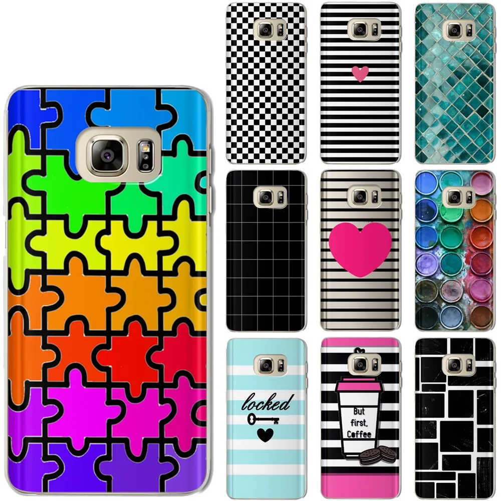 Fashion Black White Stripe Grid Cubes Phone Case For Samsung Galaxy S9 S8 S7 S6 Edge Plus S10E Note 8 9 Plaid Soft Cover |
