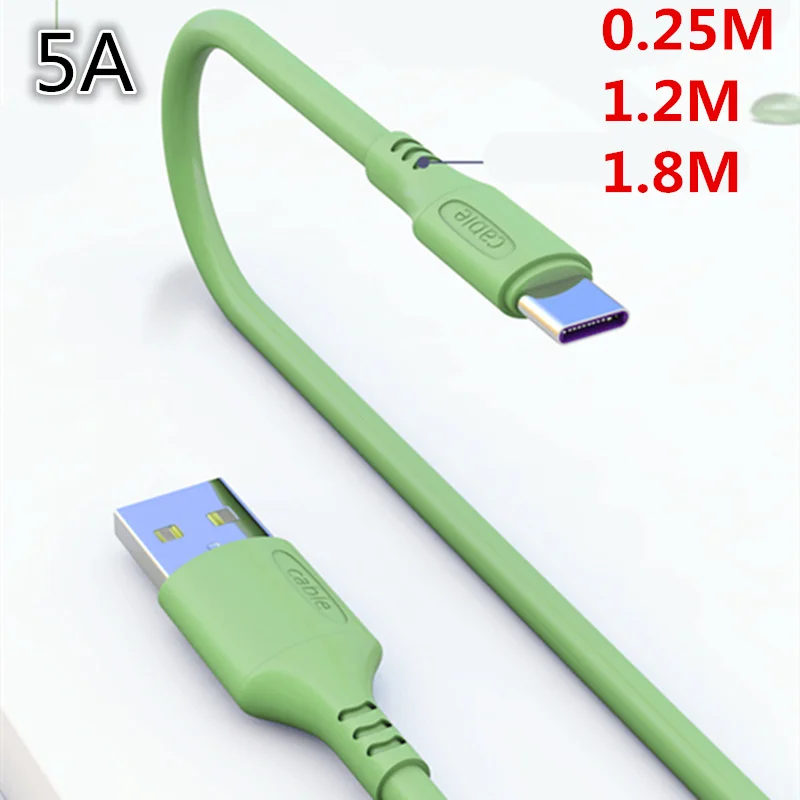 5А быстрая зарядка цветной Жидкий USB Type C кабель Мобильный телефон зарядное