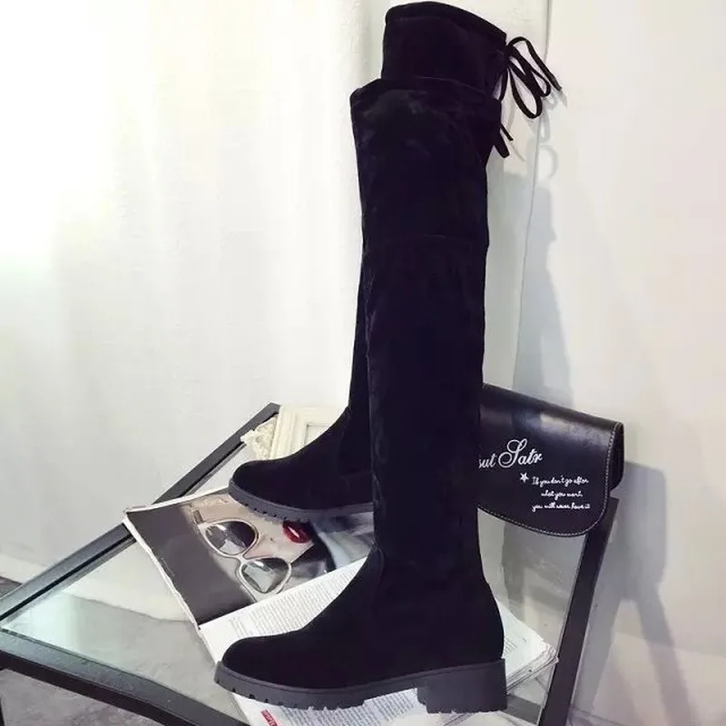 Женская обувь женские ботфорты на низком квадратном каблуке мотоциклетные