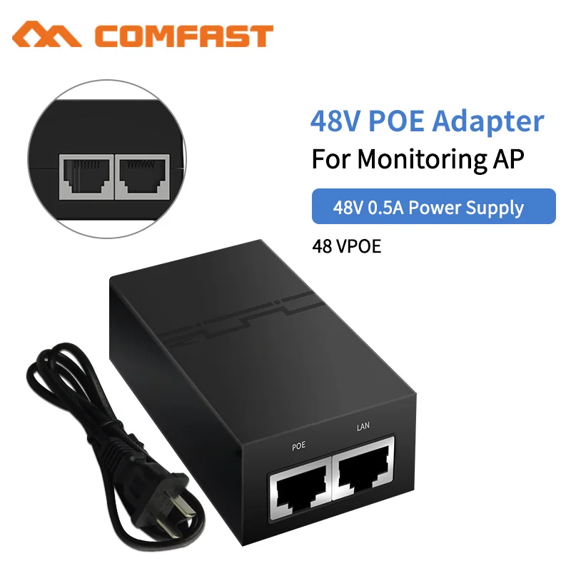 POE-инжектор COMFAST для IP-камер видеонаблюдения 48 В 0 5 А питание США или ЕС