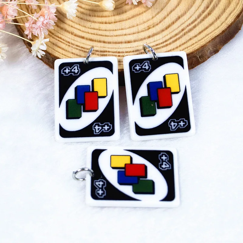 

14Pcs 34mm*25mm Poker Game Card Charms Flatback Resin Crafts for Pendants Earrings Necklace Diy