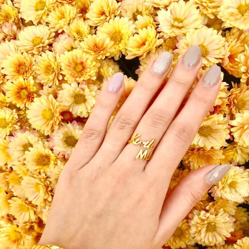 Кольцо с двойным именем для мужчин и женщин кольцо из нержавеющей стали двумя