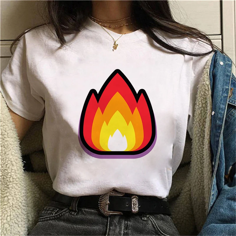 

Power Fire Summer Fashion Women T Shirt Harajuku Short Sleeve Funny T-Shirt Cute Cartoon Printed Tees 90s Fashion Top Tees