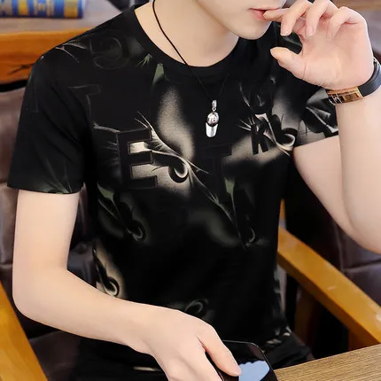 

Men's short sleeve t-shirt summer trend handsome casual half sleeve 256