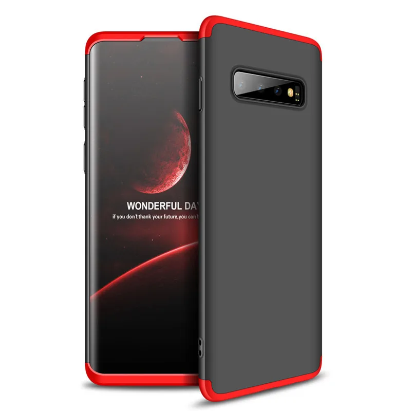 Black-Red 360 полный защитный чехол для телефона samsung Note 10 Pro матовый ПК противоударный чехол для samsung Galaxy S9 S10 Plus A70 M30 чехол s - Цвет: Black-Red
