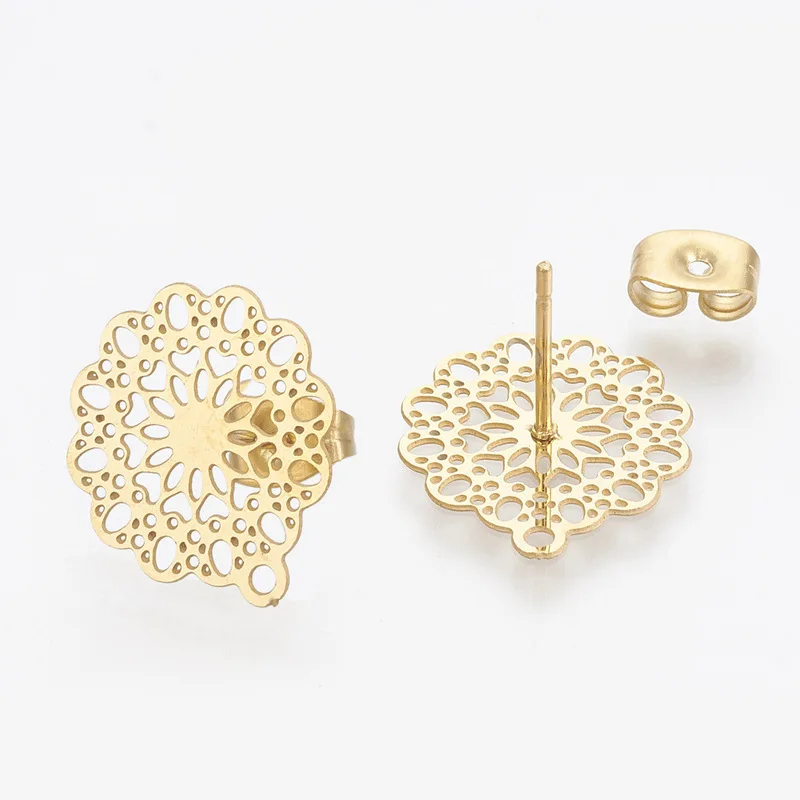 

10pcs Stainless Steel Pin Findings Stud Earring Basic Needle Post Stoppers for Hollow Flower DIY Accessories Jewelry Making Gift