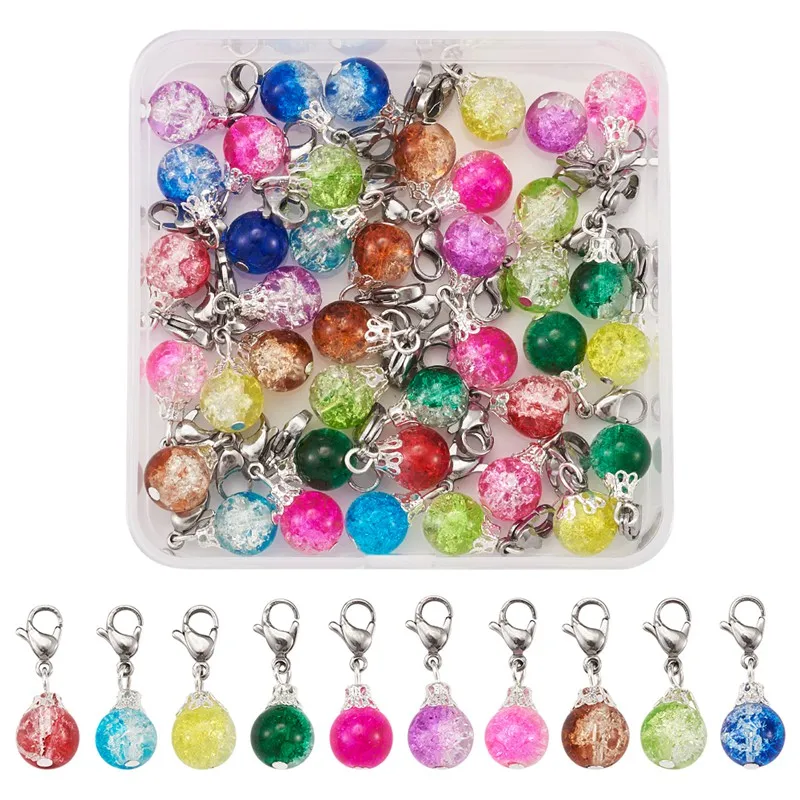 50 шт./кор. разноцветные стеклянные подвески для выпечки 304 застежки из