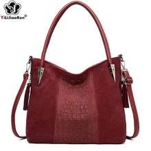 Fashion Women Crocodile Pattern Handbag Faux Suede Messenger Crossbody Bag Luxury Handbags Women Bags Designer Shoulder Bags Sac