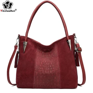 fashion women crocodile pattern handbag faux suede messenger crossbody bag luxury handbags women bags designer shoulder bags sac free global shipping