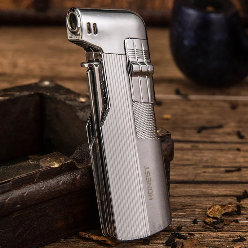 Silver Зажигалки для сигарет, креативная Мужская металлическая зажигалка с бутаном, лучший подарок, винтажная Ретро Зажигалка с открытым пламенем, с трубными инструментами - Цвет: Silver