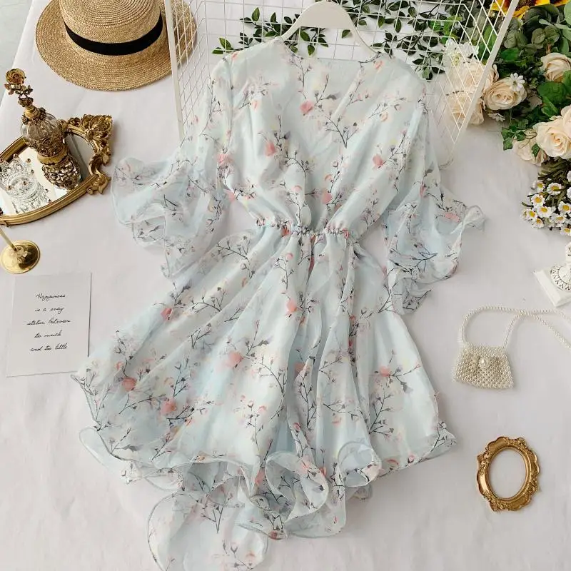 2019 новые модные женские платья сплошное шифоновое платье с цветочным принтом