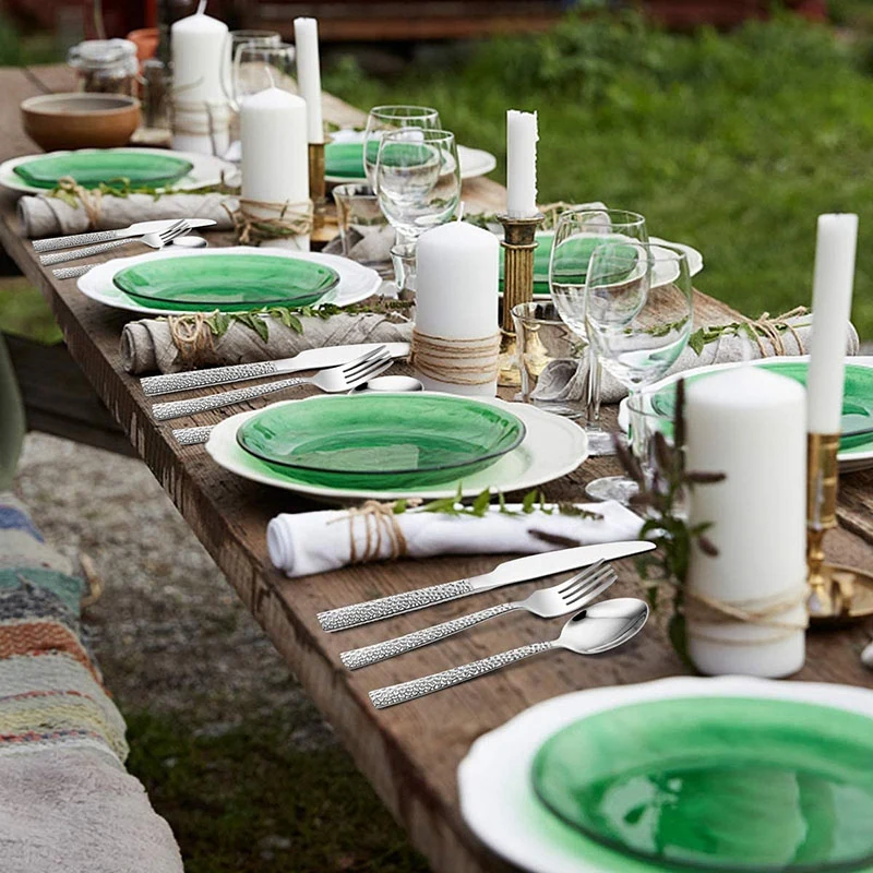 24 комплект столовых приборов молотый квадратный край нож вилка ложка столовые